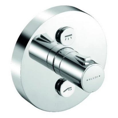 Bateria natryskowa podtynkowa termostatyczna 150 mm okrągła, przycisk sterowania dla dwóch źródeł Kludi PUSH 388120538