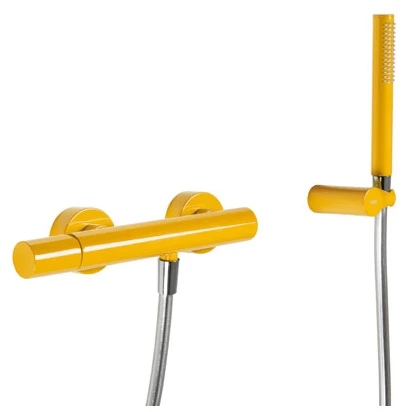 Bateria prysznicowa + słuchawka z obrotowym statywem + wąż satin Tres STUDY EXCLUSIVE 261.167.01.TAM bursztynowa