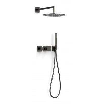 Bateria natryskowa termostatyczna podtynkowa z zestawem prysznicowym Tres STUDY EXCLUSIVE 20735201KM czerń metalizowana