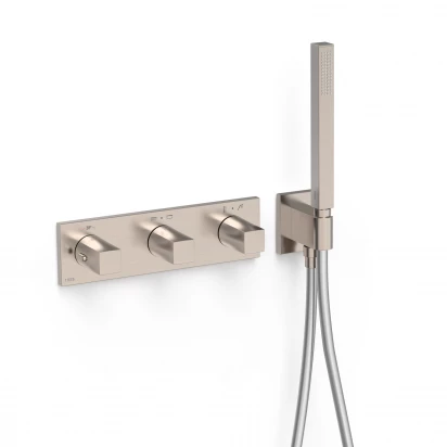 Bateria prysznicowa podtynkowa termostatyczna 4-drożna + zestaw prysznicowy Tres B-SYSTEM 30725401AC stal