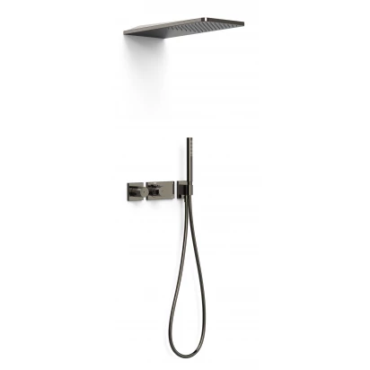 Bateria prysznicowa termostatyczna podtynkowa z zestawem natryskowym Tres STUDY EXCLUSIVE 20735202KM czarna metalizowana