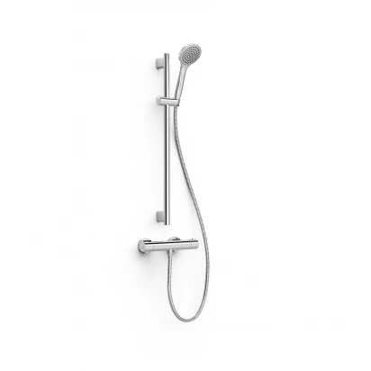 Bateria prysznicowa termostatyczna ścienna + zestaw prysznicowy na drążku Tres BASE PLUS 21619601