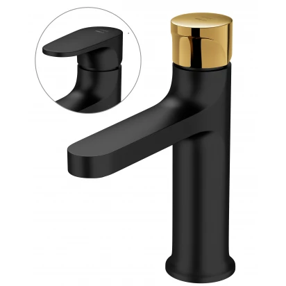 Bateria umywalkowa Cersanit INVERTO S951-295 czarny/złoty