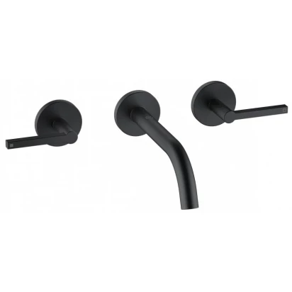 Bateria umywalkowa ścienna 3 otworowa 18 cm Kludi NOVA FONTE 201443915 czarny mat