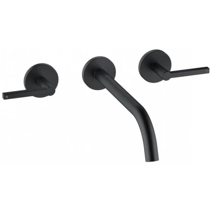 Bateria umywalkowa ścienna 3 otworowa 24 cm Kludi NOVA FONTE 201463915 czarny mat