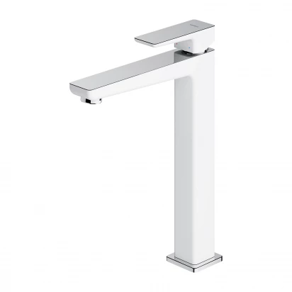 Bateria umywalkowa stojąca wysoka Omnires PARMA PM7412CRB, chrom/biała