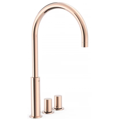 Bateria umywalkowa wysoka 3-otworowa Tres STUDY EXCLUSIVE 06110502OP różowe złoto