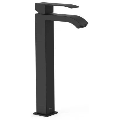 Bateria umywalkowa wysoka z wylewką kaskadową Tres CUADRO EXCLUSIVE 00681001NM czarna mat