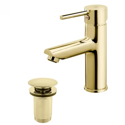 Bateria umywalkowa z korkiem klik-klak FDesign FLUSSO FD1-FLS-2-55 złota