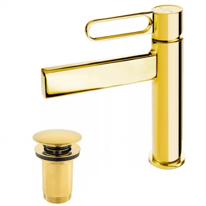 Bateria umywalkowa z korkiem klik-klak FDesign ZAFFIRO FD1-ZFR-2-55 złota