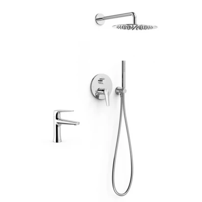 Bateria umywalkowa + zestaw prysznicowy podtynkowy Tres FUJI 28179401