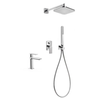 Bateria umywalkowa + zestaw prysznicowy podtynkowy Tres LOFT 20079404