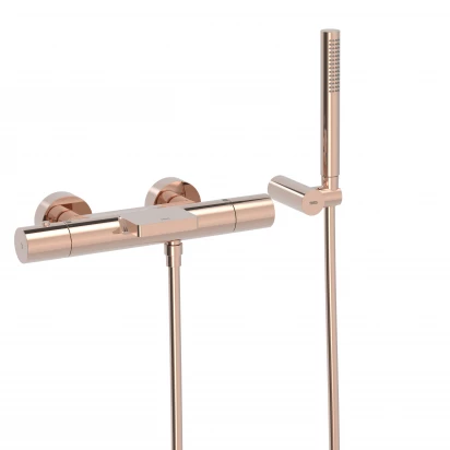 Bateria wannowa termostatyczna z zestawem prysznicowym Tres STUDY EXCLUSIVE 26117209OP różowe złoto