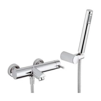 Bateria wannowa z zestawem natryskowym Paffoni STICK SK 023 stal szczotkowana