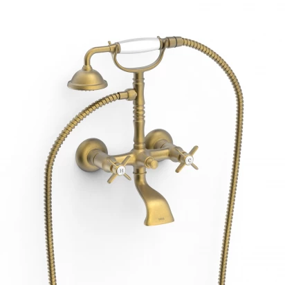 Bateria wannowa z zestawem natryskowym Tres TRES CLASIC 24217601LM mosiądz antyczny mat