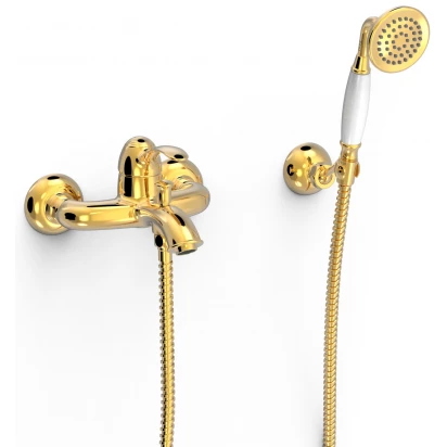Bateria wannowa z zestawem prysznicowym Tres TRES CLASIC 24217001OR złota