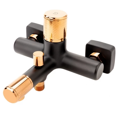 Bateria wannowo-natryskowa FDesign ARDESIA FD1-ARD-1-25 różowe złoto/czarna