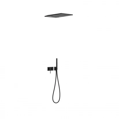 Bateria wannowo-prysznicowa 3-drożna podtynkowa + komplet prysznicowy Tres 3V 21027301NM czarna mat