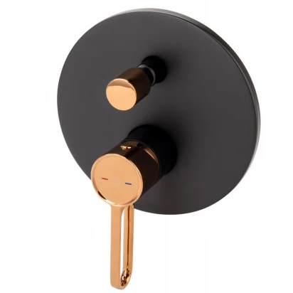 Bateria wannowo-prysznicowa podtynkowa FDesign ZAFFIRO FD1-ZFR-7P-25 różowe złoto/czarna