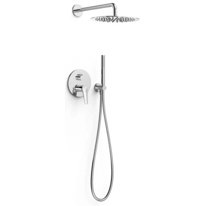 Bateria wannowo-prysznicowa podtynkowa + deszczownica z ramieniem + zestaw prysznicowy punktowy Tres FUJI 28128004