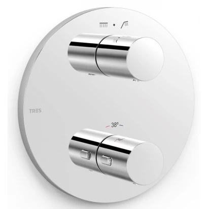 Bateria wannowo-prysznicowa podtynkowa termostatyczna okrągła Tres THERM-BOX 26225001