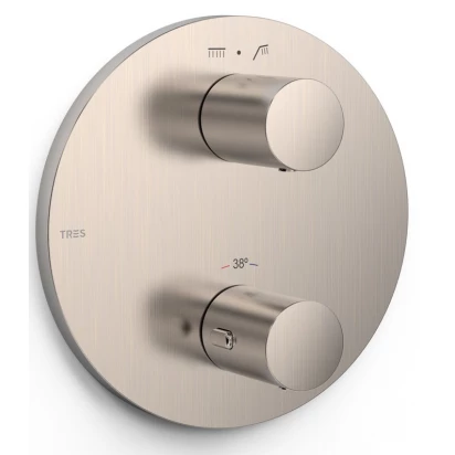 Bateria wannowo-prysznicowa podtynkowa termostatyczna okrągła Tres THERM-BOX 26225001AC stal