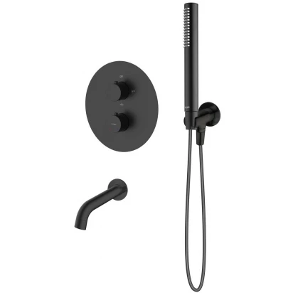 Zestaw wannowo-prysznicowy podtynkowy + wylewka Oltens KATLA 36610300 czarna mat