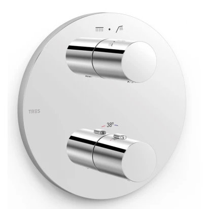 Bateria wannowo-prysznicowa termostatyczna podtynkowa okrągła Tres THERM-BOX 20425001