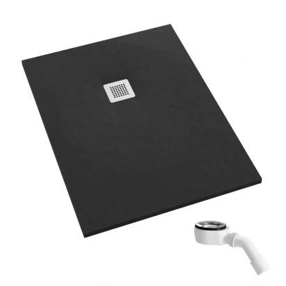 Brodzik konglomeratowy prostokątny 80x100x3,5 Schedpol KALAIT BLACK STONE '3.3106/C/ST-M2 czarny kamień
