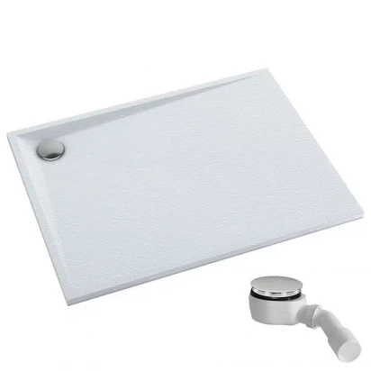 Brodzik konglomeratowy prostokątny 80x140x3 Schedpol ETRUSCO WHITE STONE '3.467/B/ST biały kamień