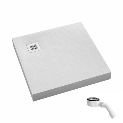 Brodzik kwadratowy 90x90x12 Schedpol NEW HORIZONS WHITE STONE '3.3301/B/ST-M2 biały kamień