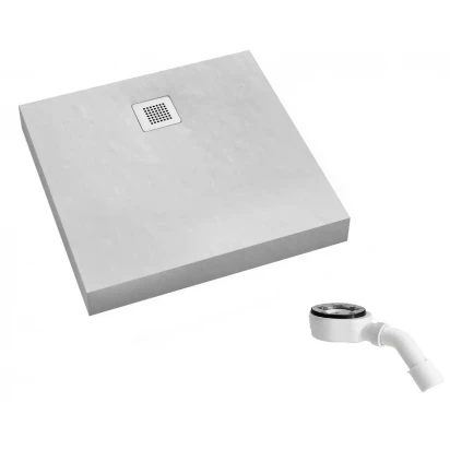 Brodzik kwadratowy 90x90x12 Schedpol NEW HORIZONS WHITE STONE '3.3401/B/ST-M2 biały kamień