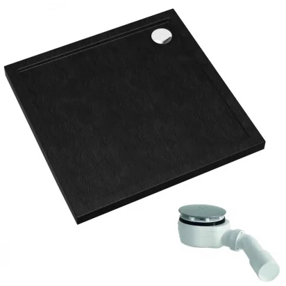 Brodzik kwadratowy 90x90x4,5 Schedpol CASPAR NEW BLACK STONE '3.2331/C/ST czarny kamień
