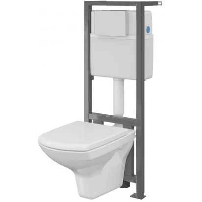 Cersanit CARINA miska WC bez kołnierza + deska wolnoopadająca + stelaż podtynkowy HIT + przycisk K701-139