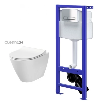 Cersanit CITY OVAL NEW Miska WC bez kołnierza + stelaż podtynkowy HI-TEC S701-152