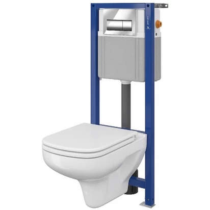 Cersanit COLOUR miska WC bez kołnierza + deska wolnoopadająca + stelaż podtynkowy AQUA + przycisk S701-187