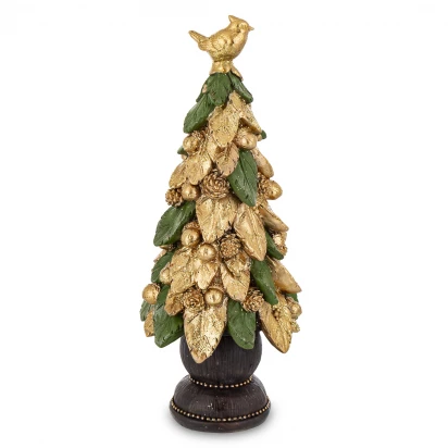 Choinka z ptakiem figurka 26 Casa Roma 166317 złoty / zielony
