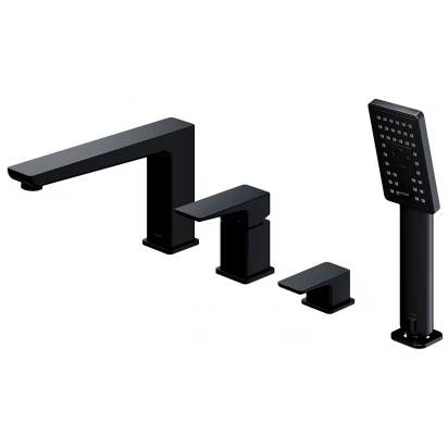 Czarna bateria wannowa 4-otworowa Omnires PARMA PM7432BL