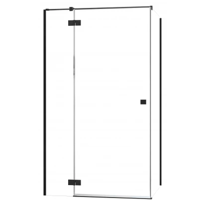 Czarna kabina prysznicowa front 80x200 Radaway ESSENZA PRO BLACK KDJ 10097080-54-01L lewa