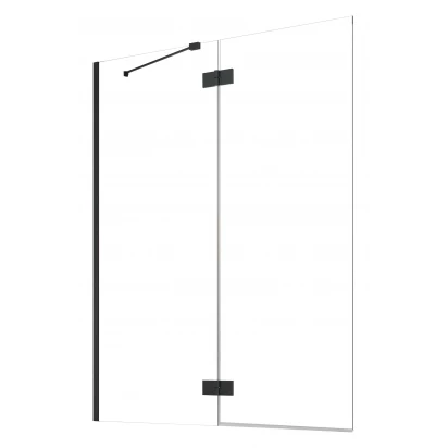 Czarny parawan nawannowy 140x150 Radaway ESSENZA PRO BLACK PND 10102140-54-01L lewy