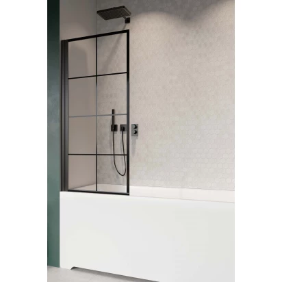 Czarny parawan nawannowy 80x150 Radaway NES BLACK PNJ I 10011080-54-55L Factory/lewy