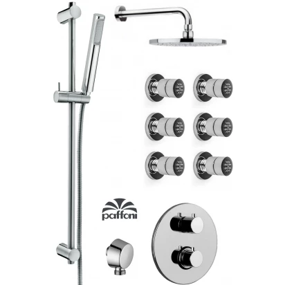 Deszczownia z zestawem prysznicowym na drążku, dyszami i baterią termostatyczną Paffoni STICK s21