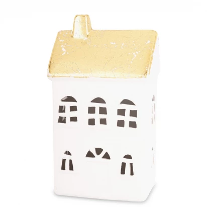 Domek LED figurka 17 cm 158013 biały / złoty