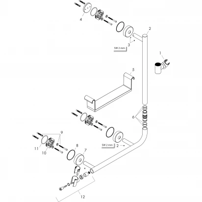 Drążek prysznicowy Comfort 110cm prawy Hansgrohe UNICA 26404400 biały/chrom