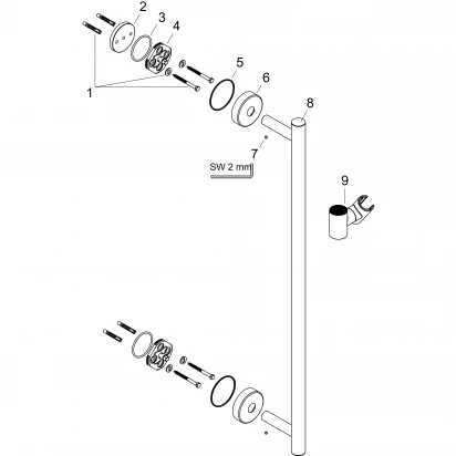 Drążek prysznicowy Comfort 90cm Hansgrohe UNICA 26402000
