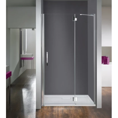 Drzwi skrzydłowe 110 cm ze ścianką stałą, lewe profil chrom, szkło W0 Sanplast AVANTGARDE IV 600-084-0680-42-401