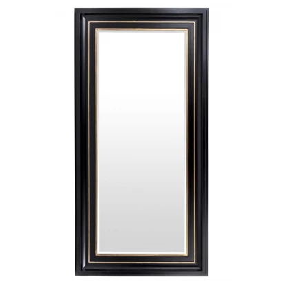 Duże lustro w drewnianej ramie 180x90 Korona 138634 czarno-złote