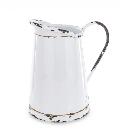 Dzban dekoracyjny biały metalowy 162780