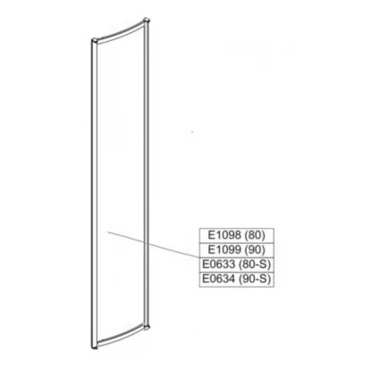 Element ruchomy do kabiny półokrągłej Sanplast 90 cm, szkło hartowane Sanplast CLASSIC 660-E0634