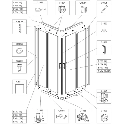 Element stały prosty do kabiny kwadratowej KN/TX5 120 cm, szkło hartowane Sanplast TX 660-E1402